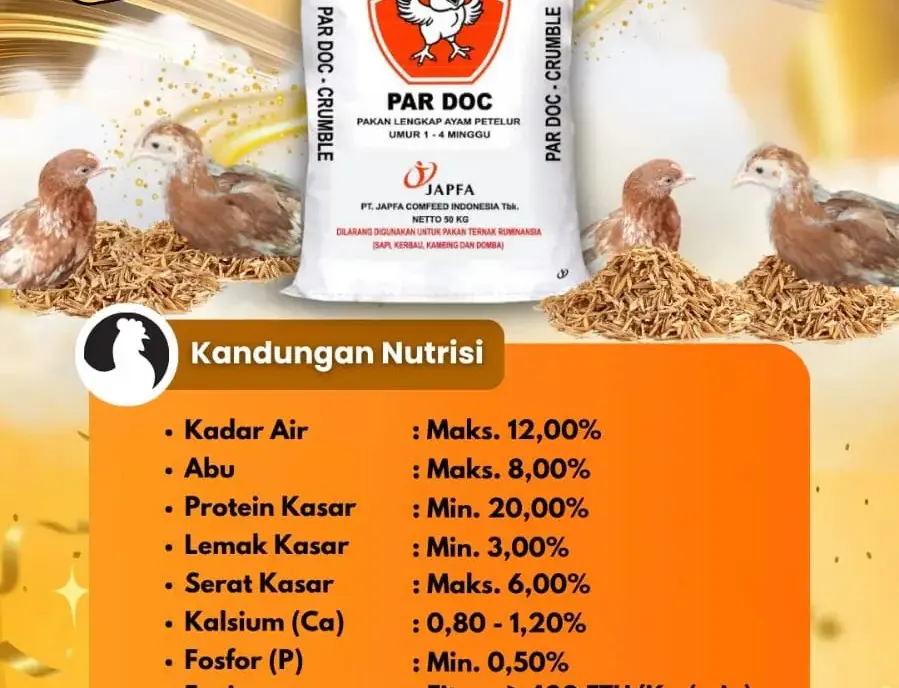 Japfa Comfeed PAR DOC Starter Awal Ayam Petelur (1–4 Minggu) - DARMA ...